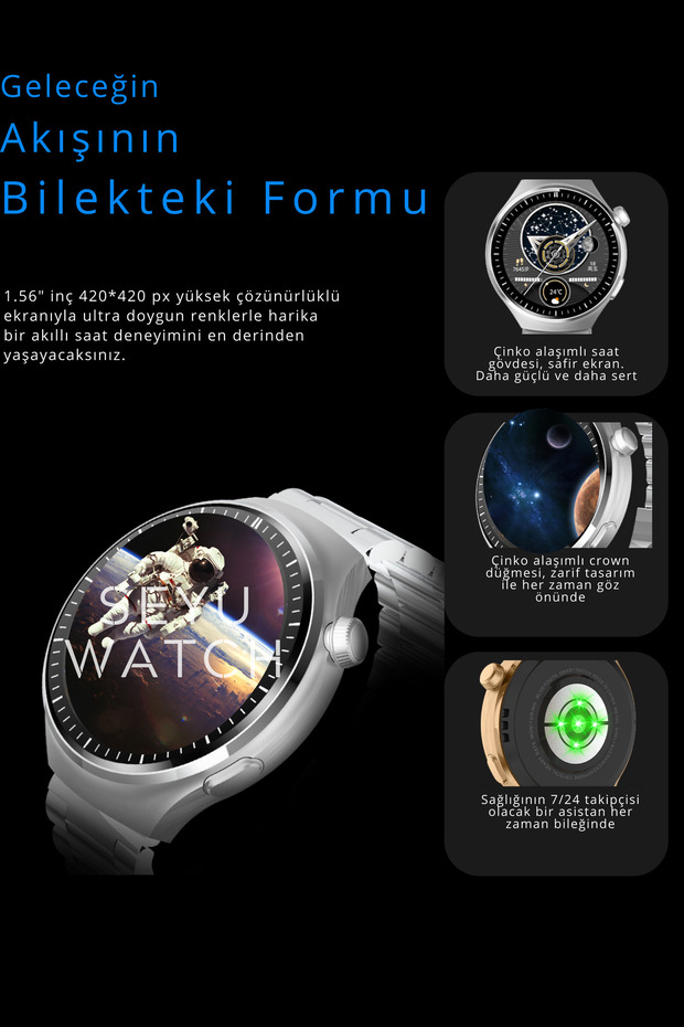 Watch Gs 4 Pro Akıllı Saat Iphone Ve Android Tüm Telefonlara Uyumlu Nfc&arama Gümüş Smartwatch - 5