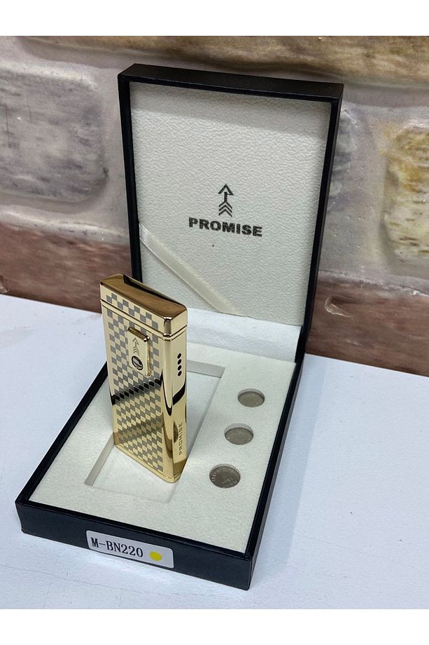 Marka Sarı Gold Renk Pilli Model Kare Kare Desenli Çakmak - 7