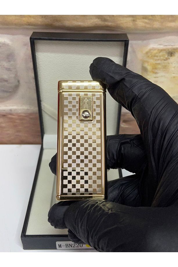 Marka Sarı Gold Renk Pilli Model Kare Kare Desenli Çakmak - 9