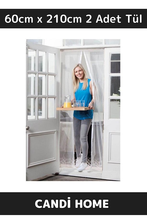 LUX SİNEKLİK  Mıknatıslı Manyetik Kapı Sinekliği Sineklik Tülü Perde (60cm x 210cm 2 Adet Tül) - 2
