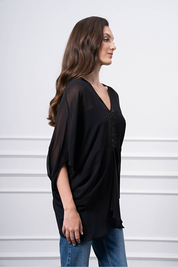 Yarasa Kol Şifon Bluz - 3