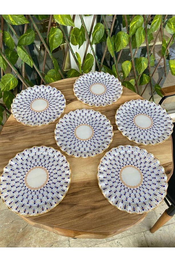 Mücevher model altın 6 prç pasta tabağı. - 3