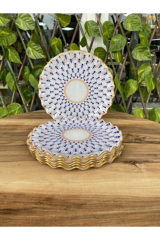 Mücevher model altın 6 prç pasta tabağı. - 1