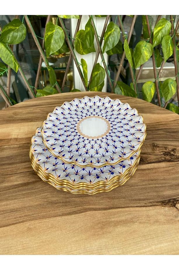 Mücevher model altın 6 prç pasta tabağı. - 2