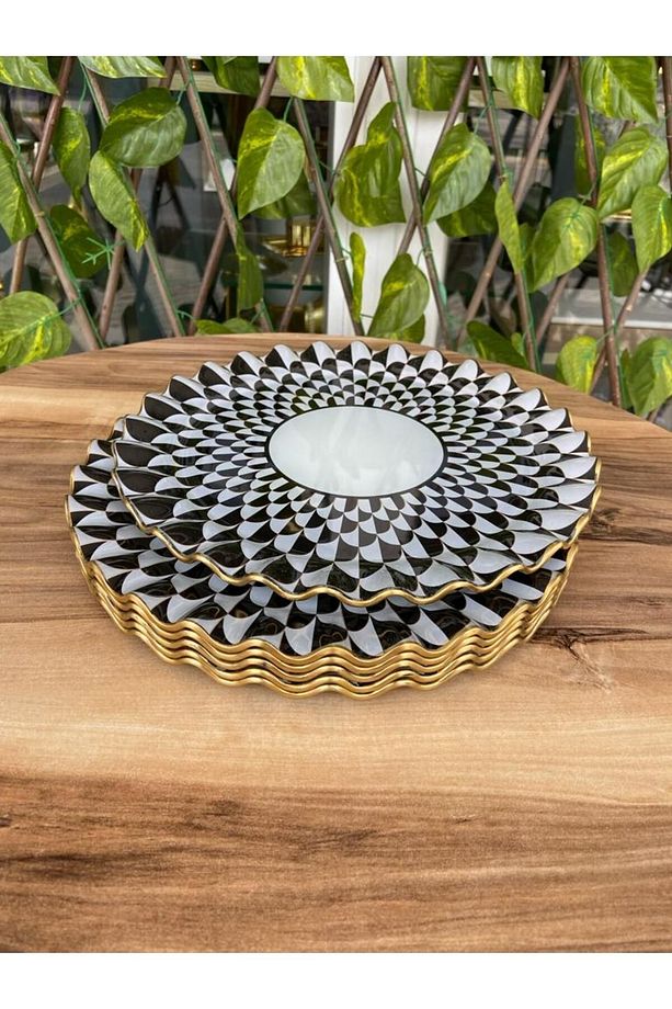 Papatya model altın 6 prç 26 cm servis tabağı. - 3