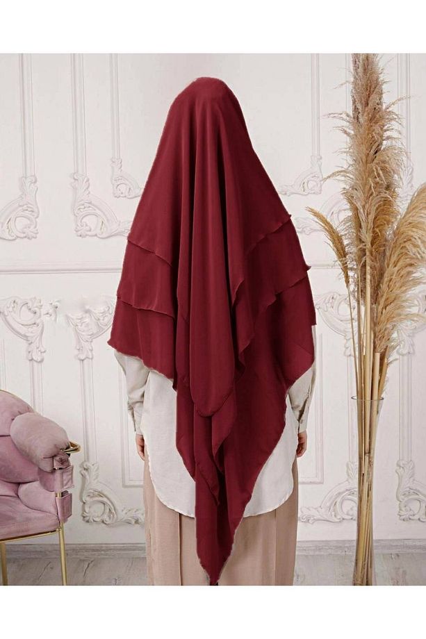 Şal Hazır Peçeli Pratik Eşarp Tesettür Hijab 3 Katman - Örtüsü Sufle - 1