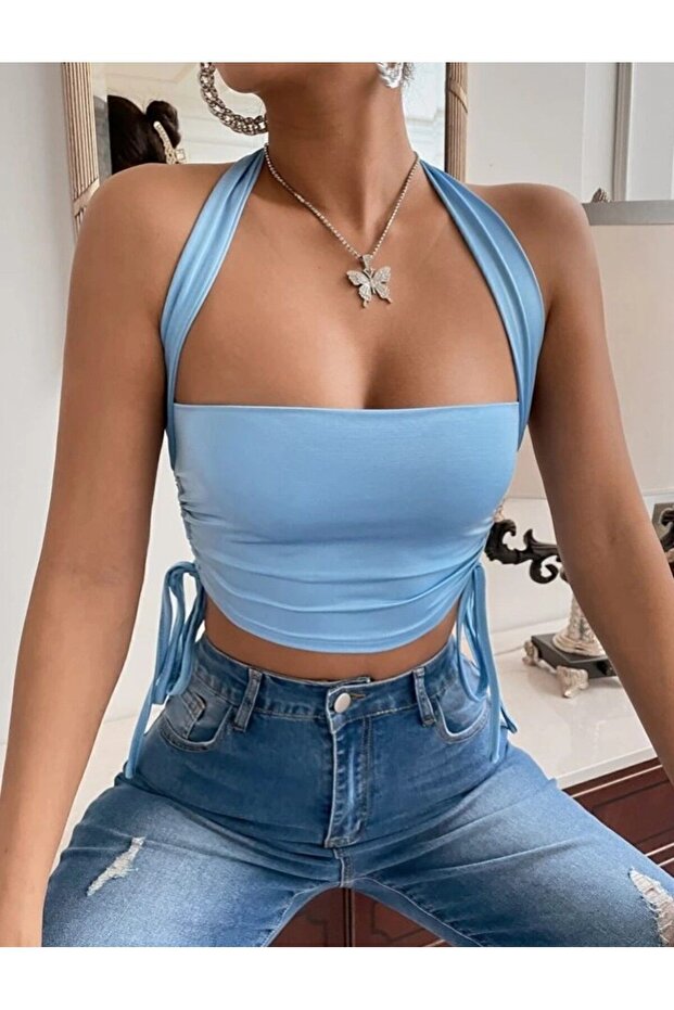 STRAPLEZ NECK TIE CROP