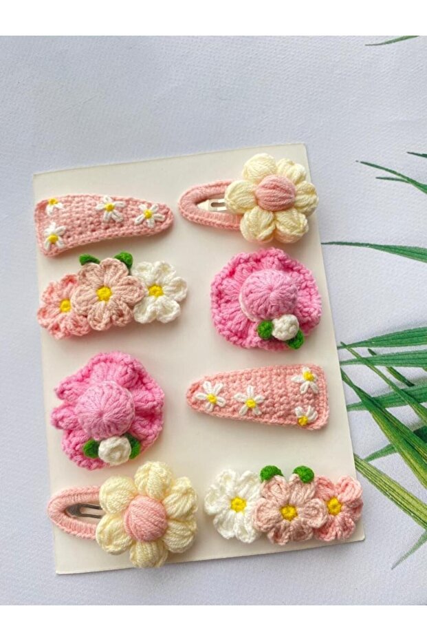 Handmade Organic 100% Cotton Snap Hair Accessory Buckle Set of 8, Suitable for All Ages
