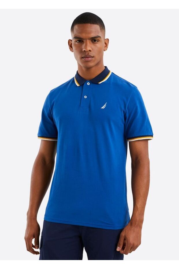 Men's Polo Neck Blue T-Shirt - N1G00473