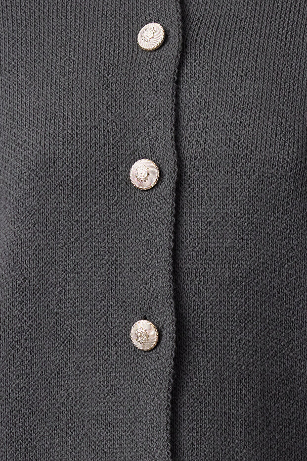 Kardigan z dzianiny antracytowej - wygląd kurtki, Twoaw24Hi00090 - 3