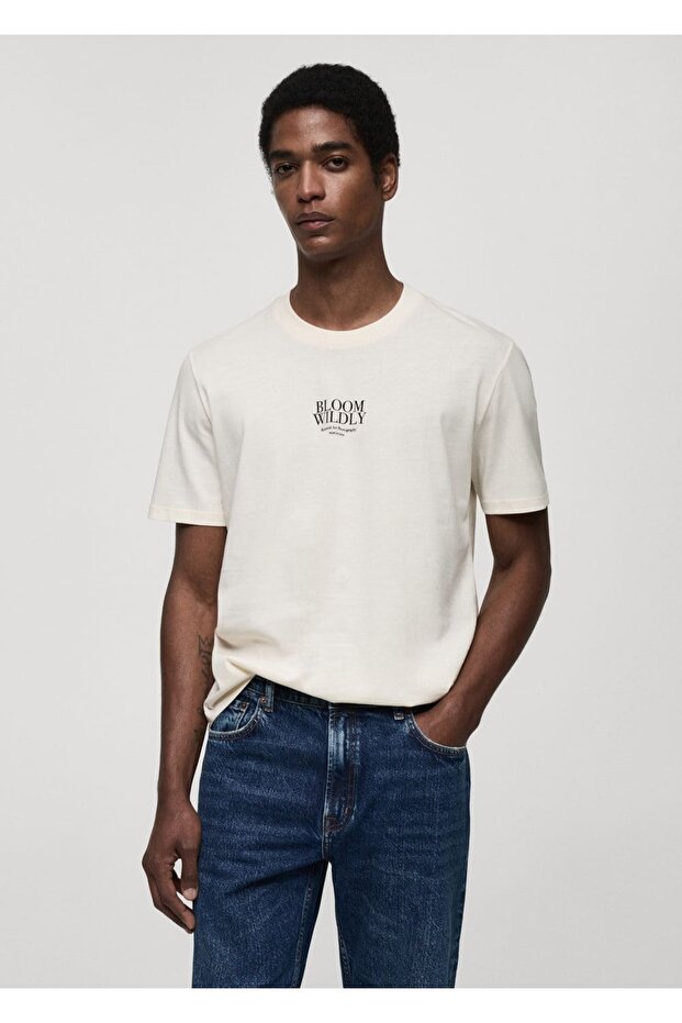 Desenli slim fit tişört - 1