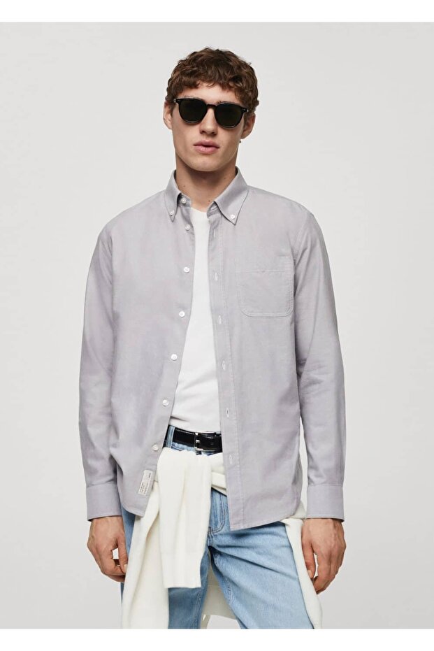 Regular fit pamuklu Oxford gömlek - 1