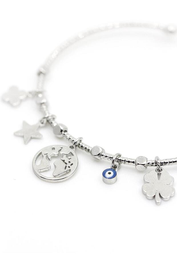 Object String Silver Color Handcuff Bracelet - 2