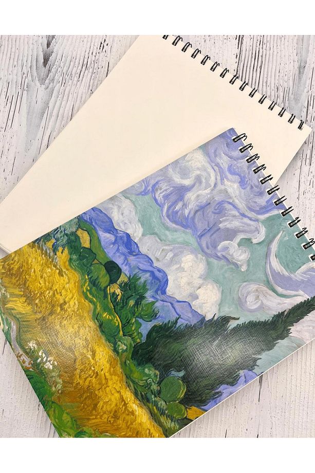 Van Gogh Selvi Ağaçlı Buğday Tarlası Desenli Çizim Defteri 50 Yaprak - 3