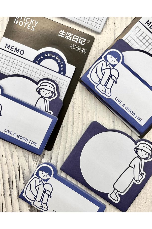3 Parça Farklı Boyutlarda Mavi Sticky Note Set / Post-it / Bloknot / Not Kağıdı - 5