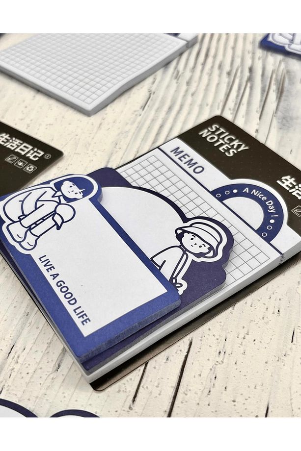 3 Parça Farklı Boyutlarda Mavi Sticky Note Set / Post-it / Bloknot / Not Kağıdı - 6