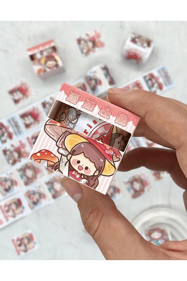 Sevimli Kırmızı Şapkalı Kız Tek Tek Çıkartmalı Washi Bant / Sticker /Çıkartma/Bullet Journal/Defter - 1
