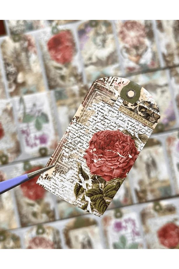 Retro Gül Temalı Tek Tek Çıkartmalı Pul Washi Bant / Sticker/ Çıkartma/bullet Journal - 3