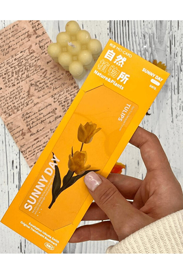5-Piece Floral Transparent Yellow Box Bookmark