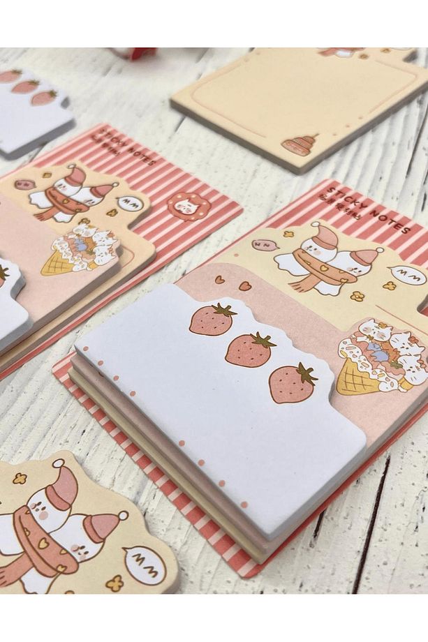 3 Parça Farklı Boyutlarda Pembe Sticky Note Set / Post-it / Bloknot / Not Kağıdı - 5
