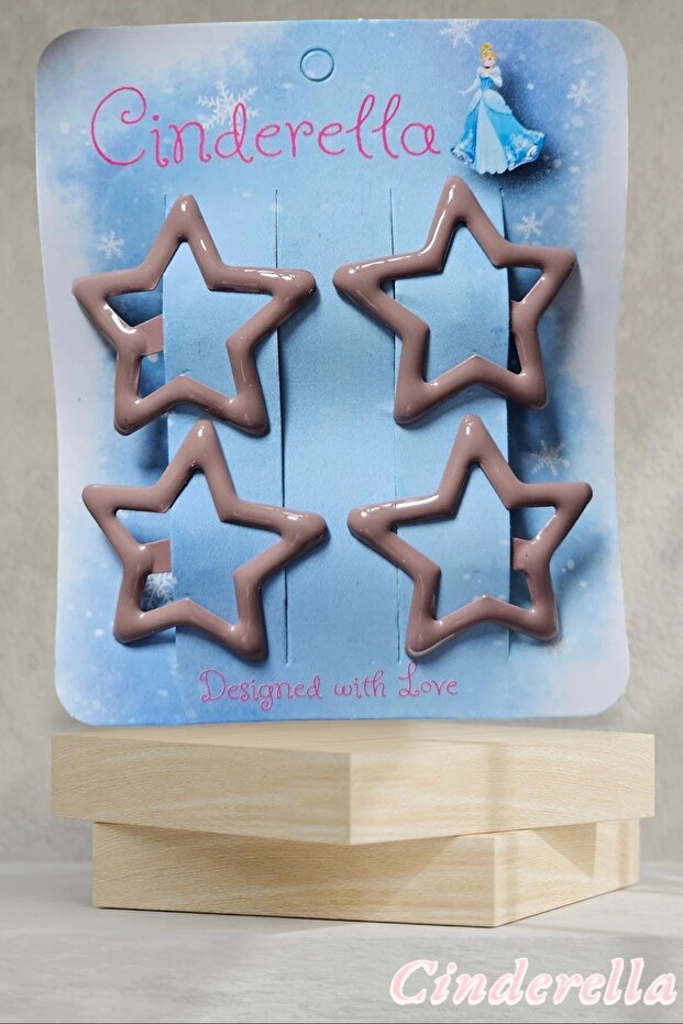 Set of 4 Shiny Milk Coffee Star Snap Buckles - Star Snap Buckle - Star Snap Buckle