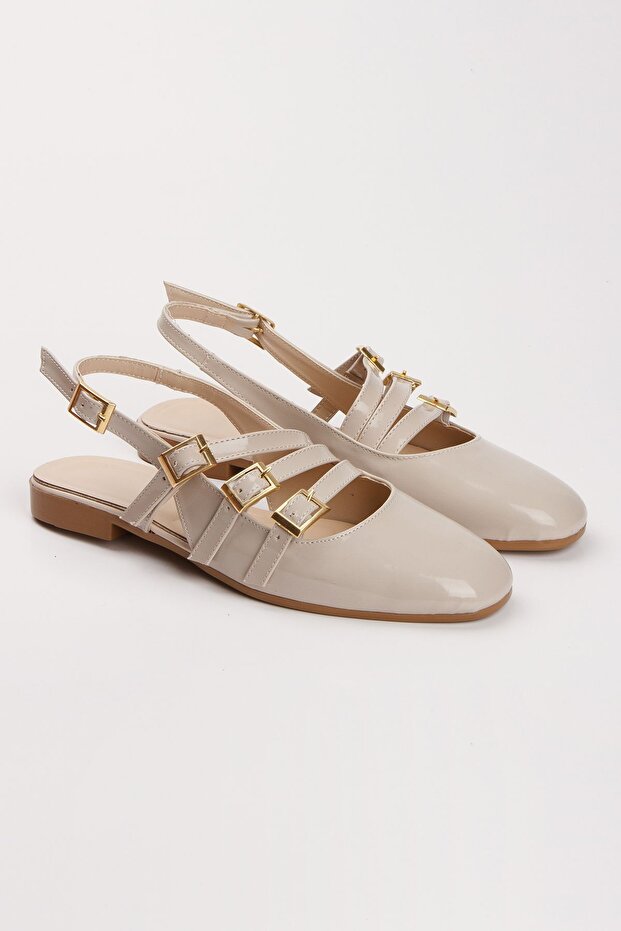 Patent Leather Open Back Square Toe Short Heel Daily Comfortable Ballerina Women's Short Heeled Shoes