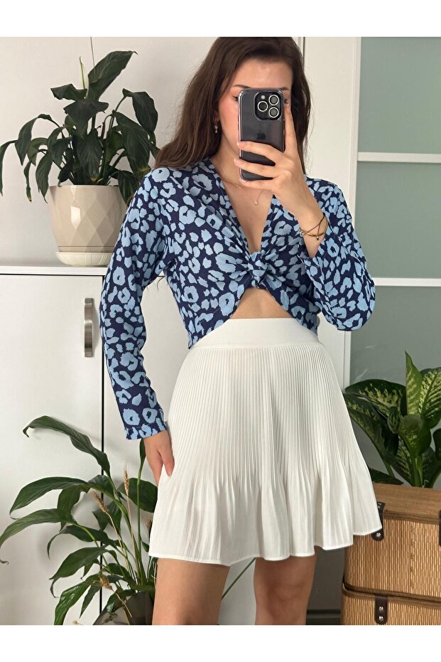 Pleated White Mini Skirt - With Shorts Inside