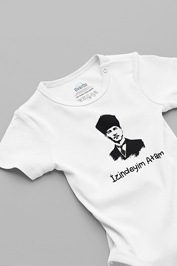 Ataturk Printed Organic Baby Bodysuit - 100% Cotton, I'm on My Permission, My Dad Written, Snap Fastener Bodysuit 5735