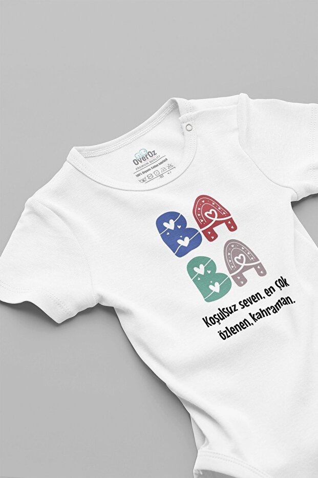 Organic 100% Cotton Seven Özlenen Hero Dad Printed Baby Bodysuit Short Sleeve Bodysuit 5179