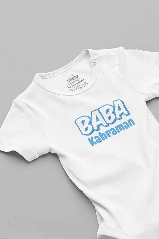 Organic %100 Cotton Hero Dad Printed Snap-Fastened Baby Bodysuit Bodysuit 5703