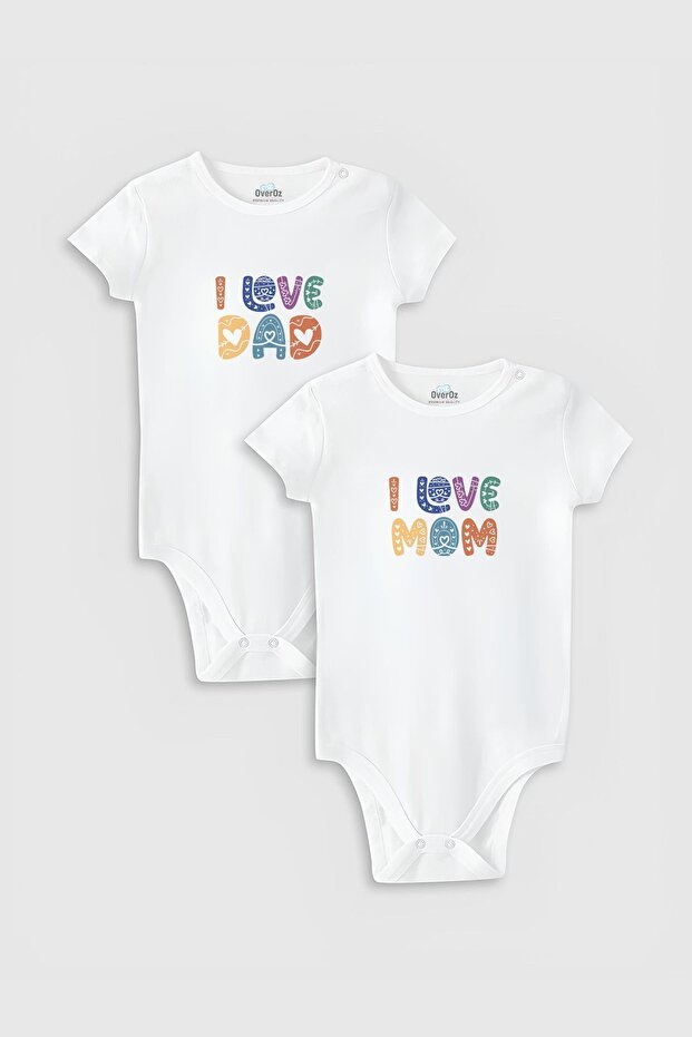 Love Mom Dad - Children's Bodysuit 100% Cotton Set of 2 Bodysuit and Bodysuit 5191-5192