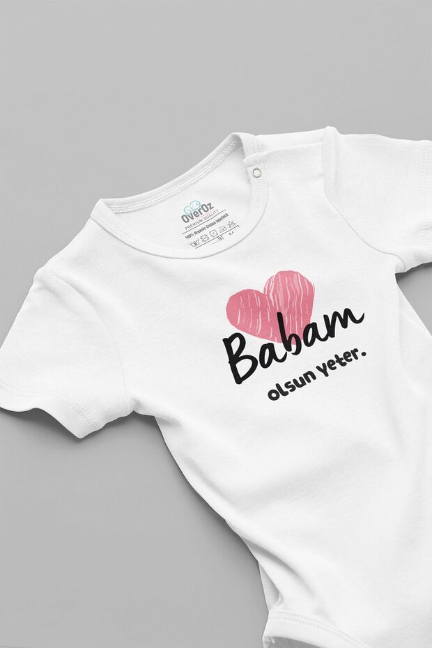 Heart Printed Organic Baby Bodysuit - 100% Cotton, Snap Bodysuit, May My Father Be Enough 5744