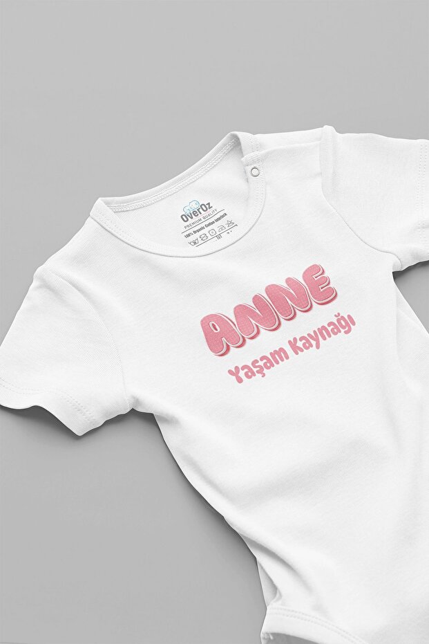 Organic %100 Cotton "Mother's Source of Life " Printed Snap-Fastened Baby Bodysuit Bodysuit 5682