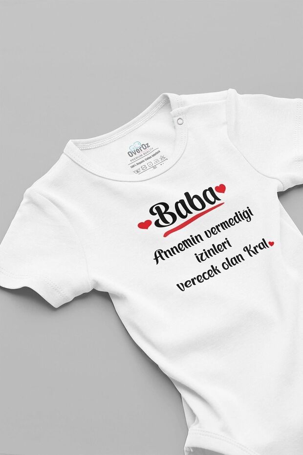 Organic %100 Cotton Daddy King Printed Snap-Fastened Baby Bodysuit Bodysuit/ Jumpsuit 5637