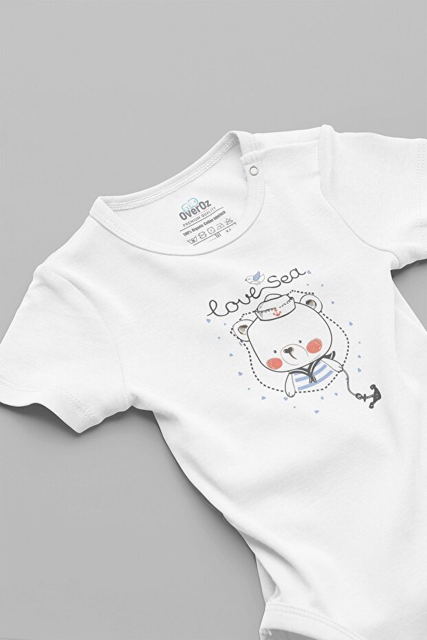 %100 Cotton Love Sea Cute Bear Printed Baby Bodysuit Snap-Fastened Bodysuit 5723