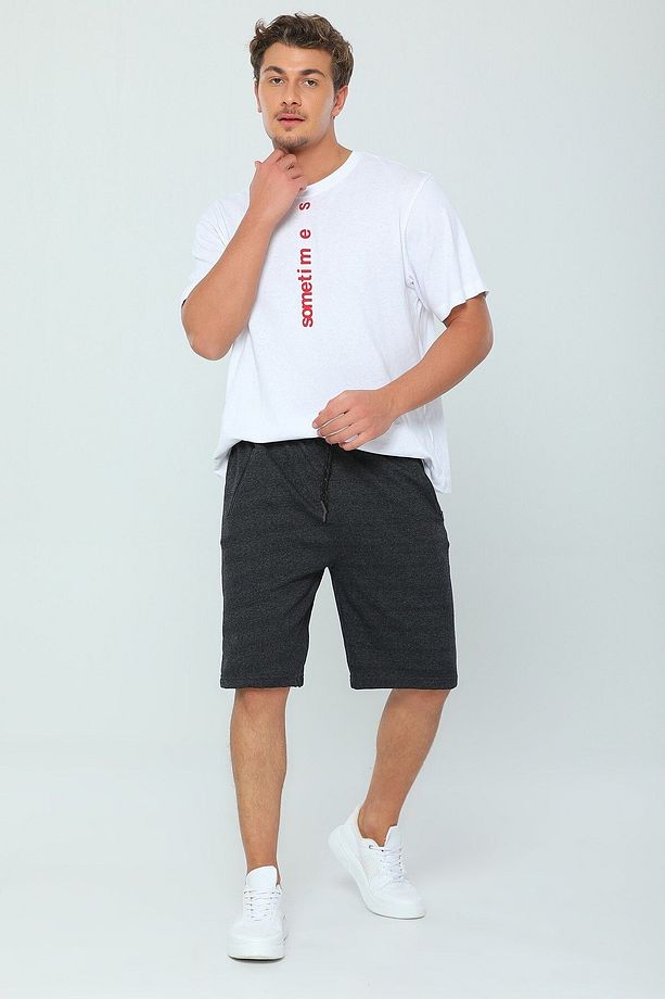 Erkek Comfy Way Bel Lastikli Cep Fermuarlı Bermuda Şort-antrasit - 2