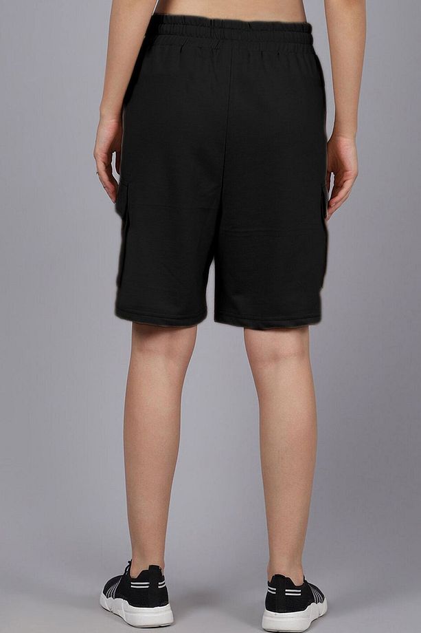 Multi Pocket Bel Lastikli Bağcıklı Oversize Bermuda Kadın Şort (rahat Kalıp) - 5
