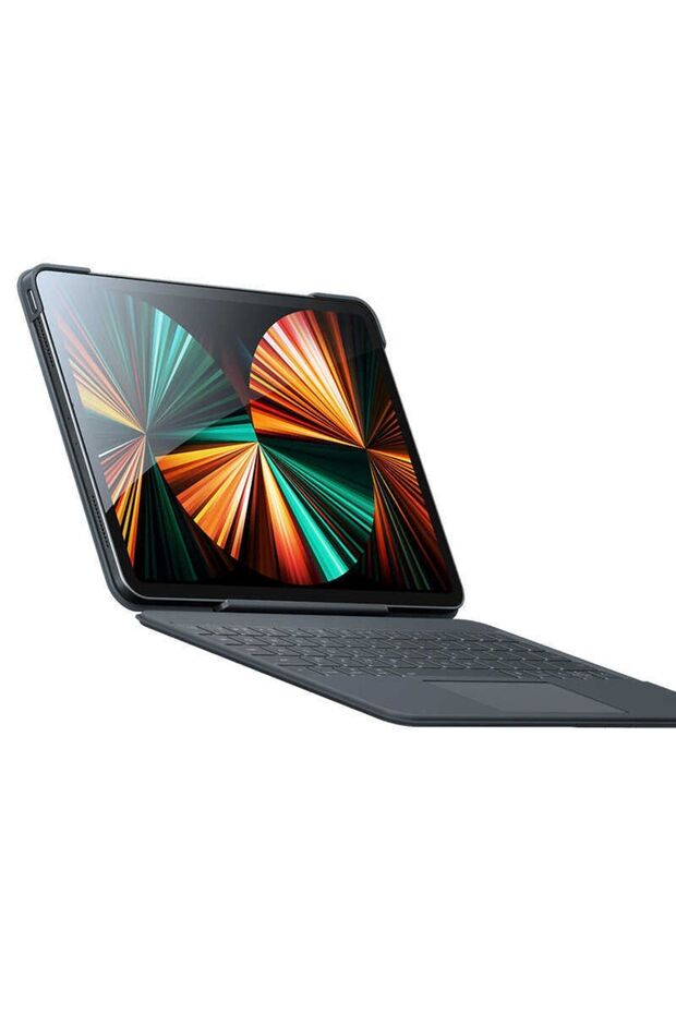 Kb02 Ipad Pro 12.9 5. Nesil M1 2021 Uyumlu Kablosuz Klavyeli Kılıf Bluetooth Trackpad Keyboard - 1