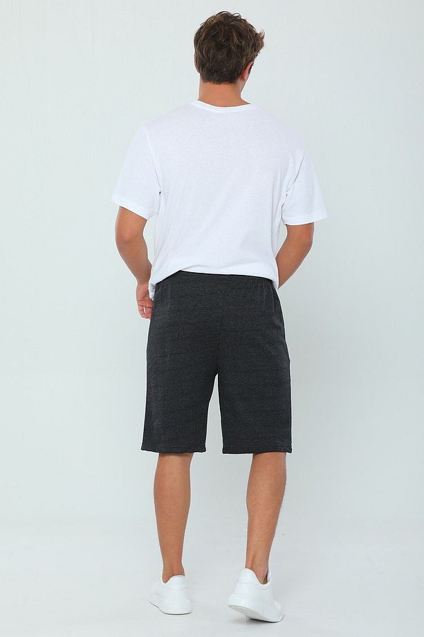 Erkek Comfy Way Bel Lastikli Cep Fermuarlı Bermuda Şort-antrasit - 3