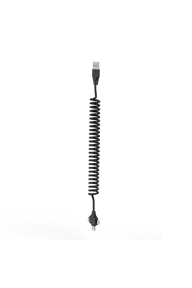 Spiral Tasarımlı Micro Type-c Ve Lightning 3in1 Spring Yaylı Spiral Kablo 1m - 2