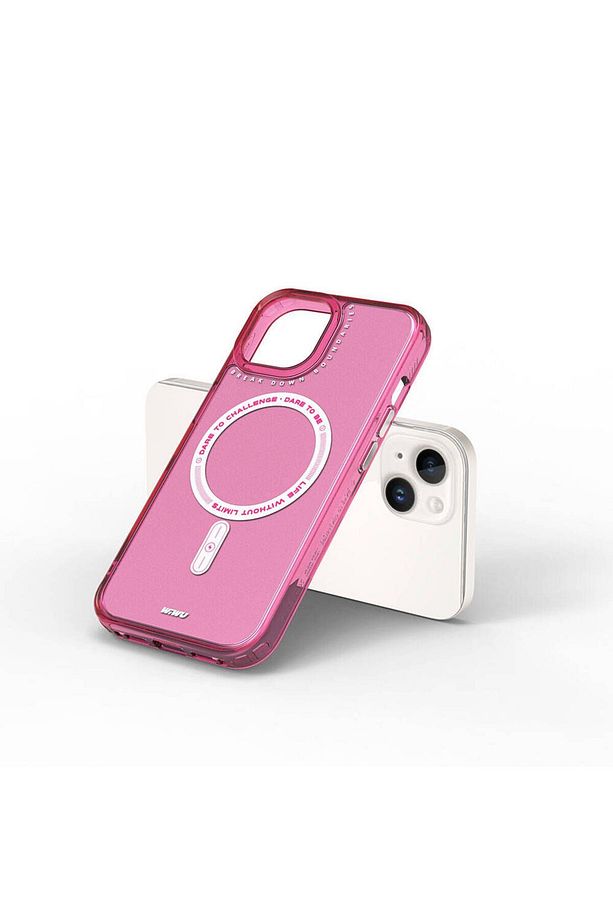 iPhone 15 Kılıf Magsafe Şarj Özellikli Wiwu Basic Color J Serisi Kapak Koyu Pembe - 4