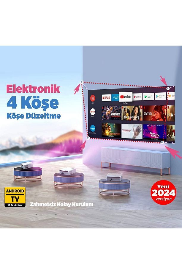 Leisure 495w Android Tv 4k Destekli Projeksiyon Cihazı 5gwi-fi 5.1bluetooth 220 Inç Ekran Dolby Ses - 4