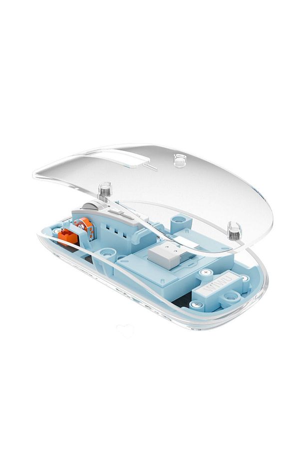 Bluetooth Kablosuz Mouse Wiwu WM105 Crystal RGB Led Işıklandırmalı Şeffaf Tasarım 2400 Dpi Mavi - 3