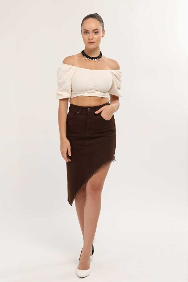 Kn Tasseled Linen Asymmetrical Women's Skirt