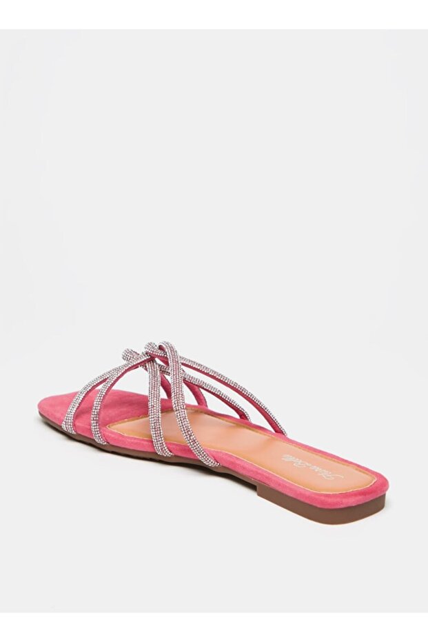 Embellished Open Toe Slide Sandals - 2