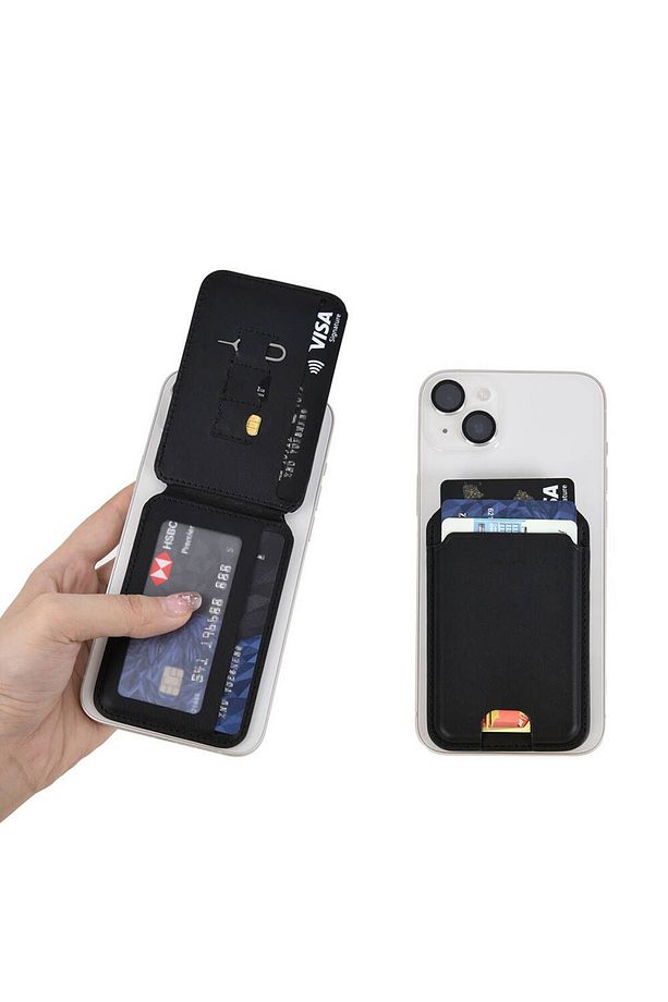 Standlı Magnetik Kartlık Wiwu MW-003 Mag Wallet Siyah - 4