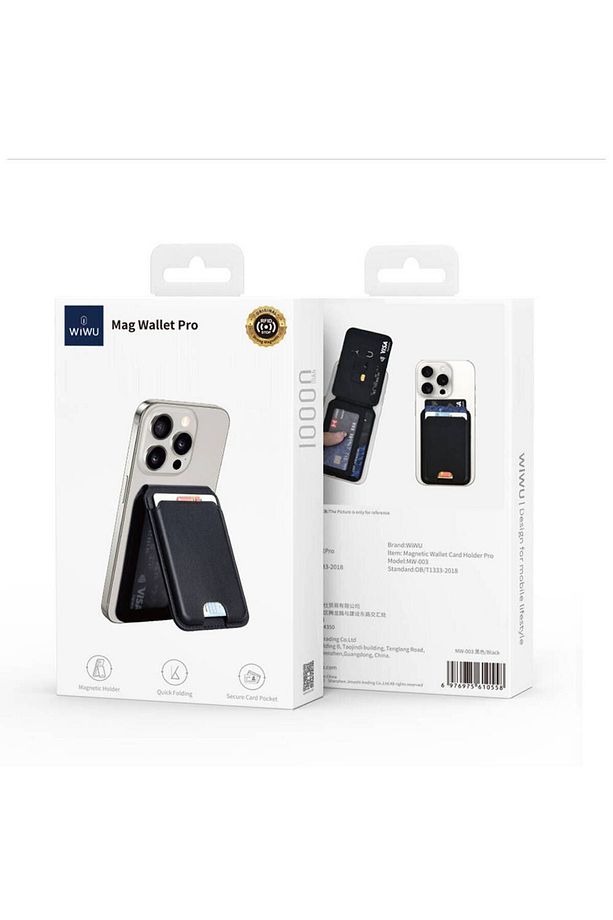 Standlı Magnetik Kartlık Wiwu MW-003 Mag Wallet Siyah - 5