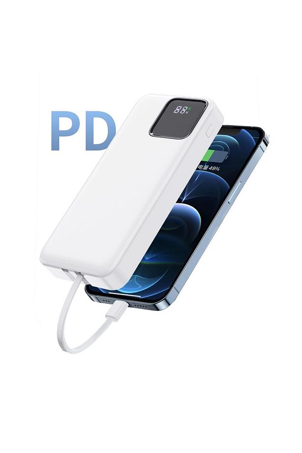 Jc-22 Dijital Led Ekran Şarj Göstergeli Type-c Ve Lightning Kablolu Powerbank 22.5w 20000mah - 3