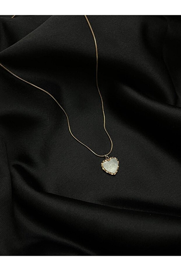 Steel Pearlescent Heart Tarnish-Free Gift Necklace