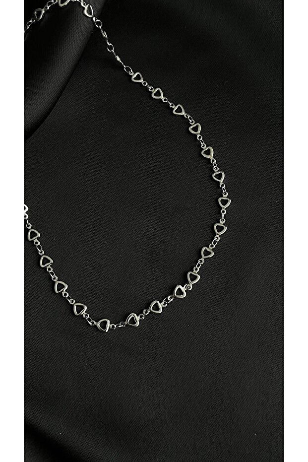 Steel Silver Color Heart Necklace